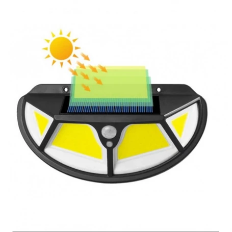 Mozgásérzékelős, 122 LED-es napelemes lámpa széles vetítési szöggel