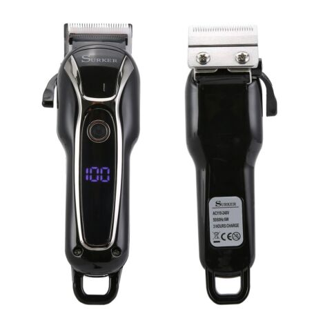 Surker LED kijelzős akkumulátoros haj-, és szakállvágó készlet, fekete, SK-805