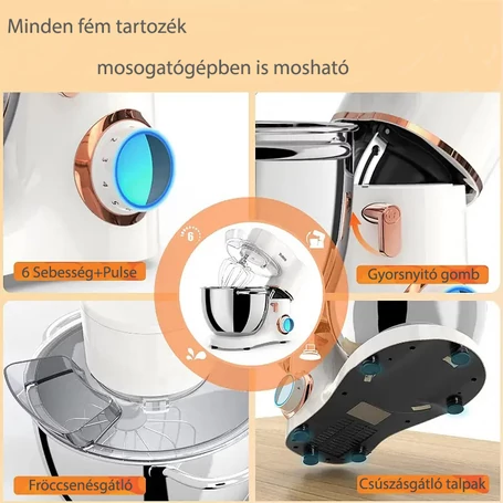 ZURIO multifunkciós robotgép 1500W teljesítménnyel, 8 literes keverőtállal, fehér, SM-1550X