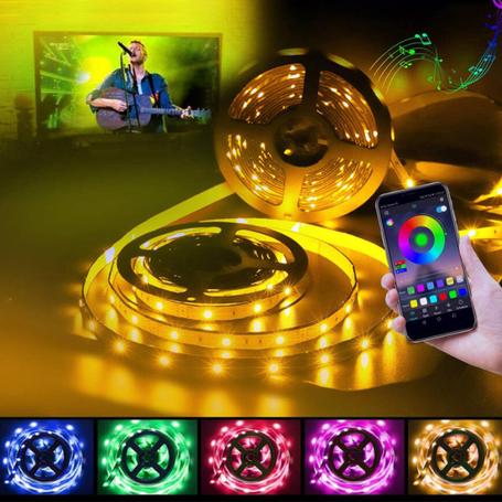 Smart RGB LED szalag készlet bluetooth és wifi kapcsolattal, távirányítóval, 15 méter