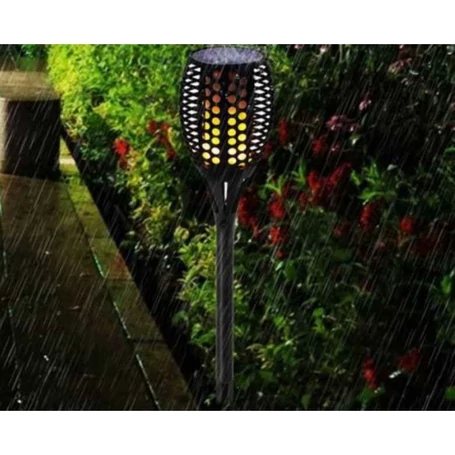 Napelemes, lángokat imitáló LED fáklya, talajba szúrható szolár lámpa, 58 cm