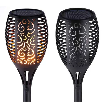 Napelemes, lángokat imitáló LED fáklya, talajba szúrható szolár lámpa, 58 cm
