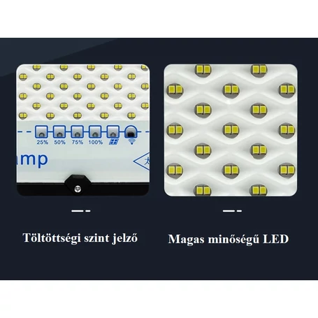 Utcai, udvari nagy fényerejű lámpa távirányítóval, különálló napelemmel, 200W