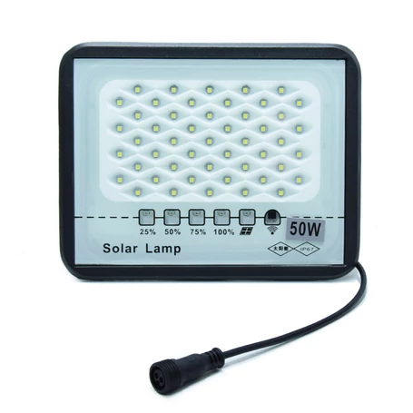 Utcai, udvari nagy fényerejű lámpa távirányítóval, különálló napelemmel, 50W