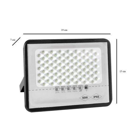 Utcai, udvari nagy fényerejű lámpa távirányítóval, különálló napelemmel, 50W