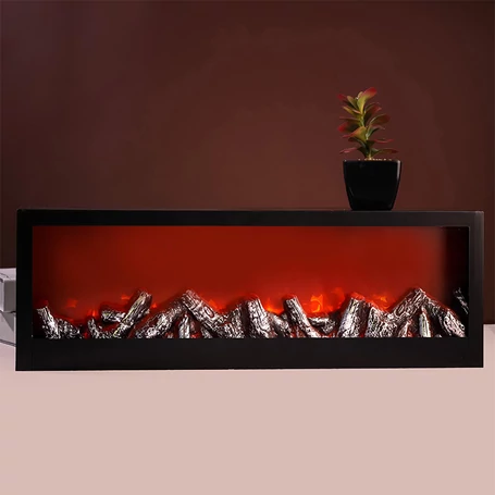 Vezeték nélküli elemes LED kandalló dekorvilágítás lánghatással, USB kábellel, 60x20x10cm