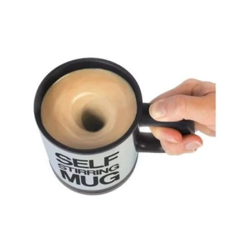 Önkeverő bögre, lusta bögre, villanymotoros keverővel, 400 ml, fekete