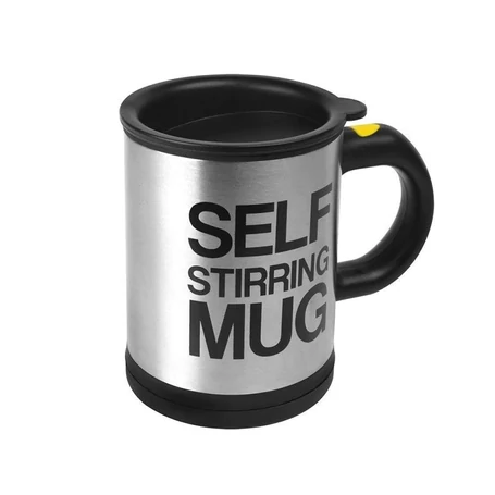 Önkeverő bögre, lusta bögre, villanymotoros keverővel, 400 ml, fekete