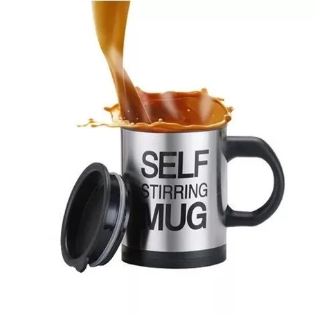 Önkeverő bögre, lusta bögre, villanymotoros keverővel, 400 ml, fekete