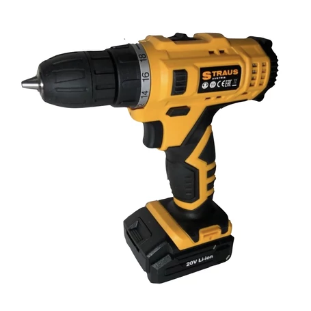 Értékcsökkent - Straus akkus fúrógép szett 2 db 20V-os Li-ion akksival + 58 db kiegészítővel ST/CD20-58L