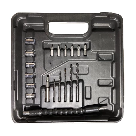 Értékcsökkent - Straus akkus fúrógép szett 2 db 20V-os Li-ion akksival + 58 db kiegészítővel ST/CD20-58L