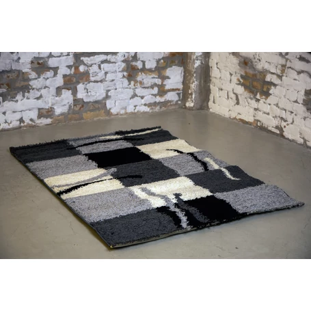 Shaggy szőnyeg, szürke kockás, Olivia, 120x170cm, 3cm szálhossz