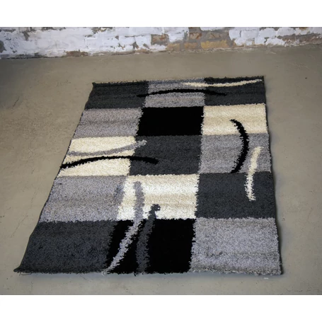 Shaggy szőnyeg, szürke kockás, Olivia, 120x170cm, 3cm szálhossz