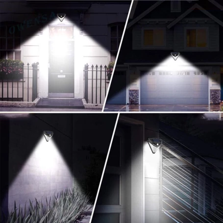 Napelemes fali lámpa mozgásérzékelővel, háromszög oldalakkal