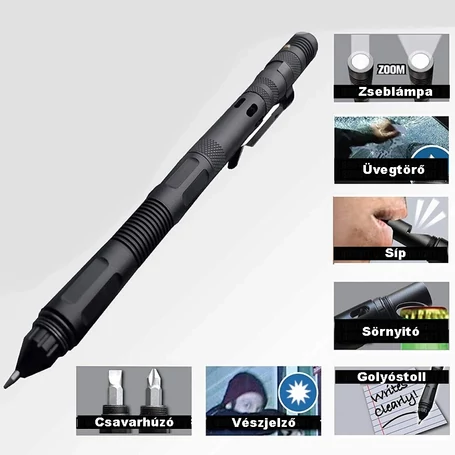 TacPen taktikai multifunkciós túlélő szerszám, zseblámpa