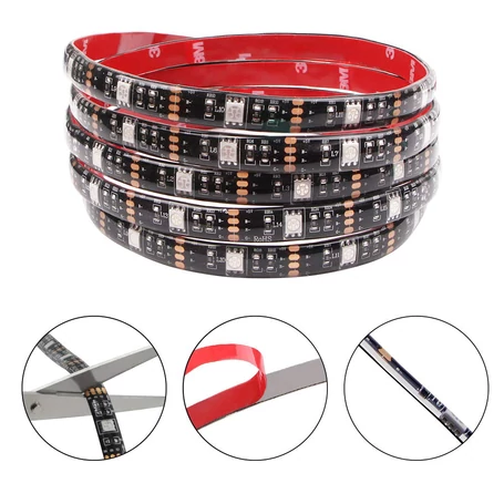 Napelemes kültéri 5050 LED szalag készlet távirányítóval, 5 méter