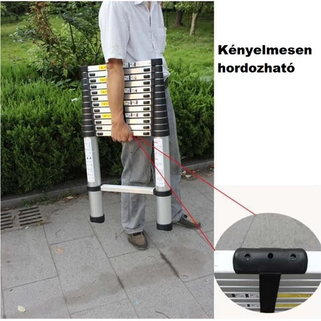 Teleszkópos alumínium létra 3,8 m - könnyen hordozható