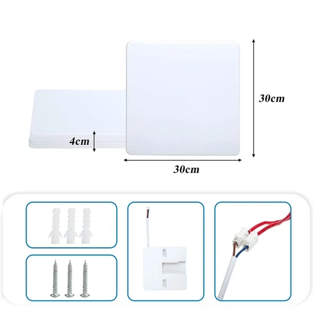 Négyzet alakú mennyezeti UFO lámpa, E27 adapterrel, 48 W