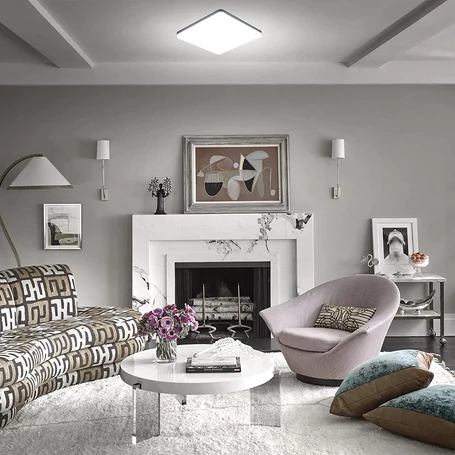 Négyzet alakú mennyezeti UFO lámpa, E27 adapterrel, 48 W