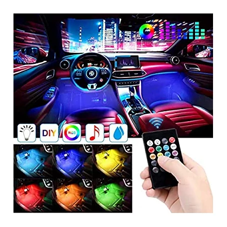 Univerzális autós USB LED lábtér világítás, otthoni hangulatvilágítás készlet, távirányítóval