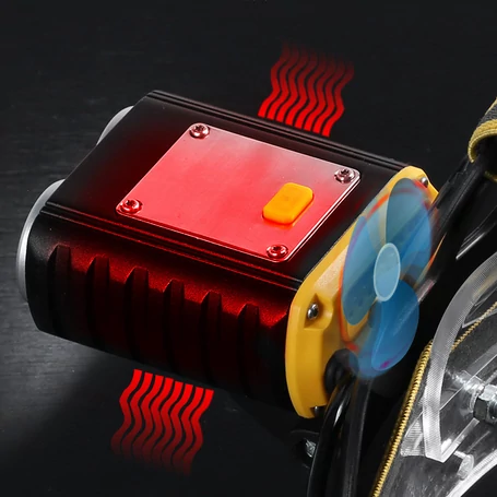 Extra fényerejű, 300W dupla P50 COB LED akkus fejlámpa biztonsági fénnyel