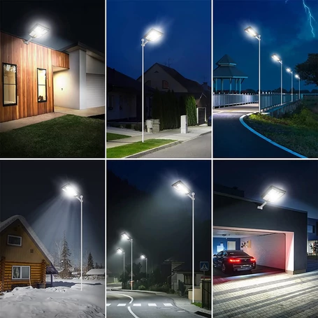 800W napelemes utcai LED lámpa tartókonzollal, távirányítóval, mozgásérzékelővel - extra fényerejű