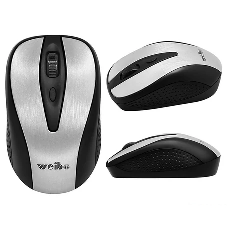 Vezeték nélküli optikai egér USB adapterrel, 1600/2400/3200 dpi, ezüst