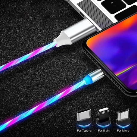 X-Cable mágneses világítós töltőkábel microUSB, Lightning és Type-C csatlakozókkal