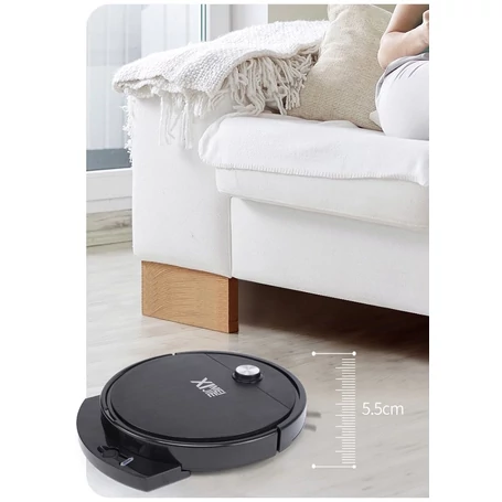 Intelligens robotporszívó és felmosó robot távirányítóval, fekete