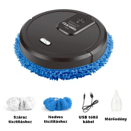 Intelligens önjáró automata padlótisztító mop és aroma diffúzor, fekete