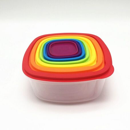 Falcon Rainbow színes, 7+7 részes ételtároló doboz készlet