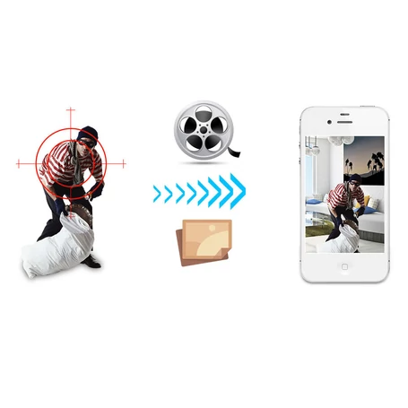 Távolról vezérelhető éjjellátó WiFi IP HD kamera forgatható és dönthető fejjel