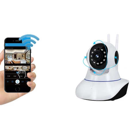 Távolról vezérelhető éjjellátó WiFi IP HD kamera forgatható és dönthető fejjel