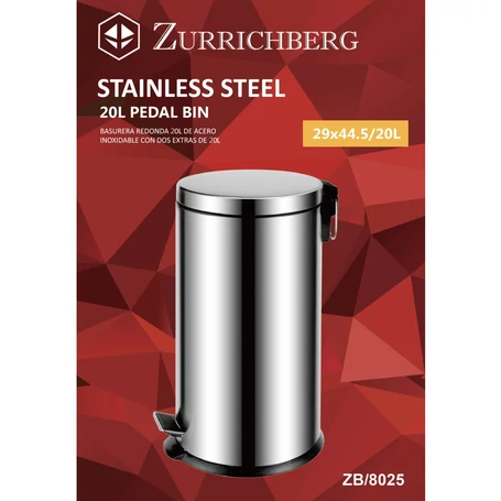Értékcsökkent - Zurrichberg 2 részes rozsdamentes acél szemetes szett, 5+20 literes