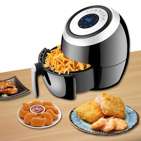 Értékcsökkent - Elite® 3,6 L-es Air Fryer olaj nélküli forró levegős fritőz digitális kijelzővel 1500W + receptkönyv