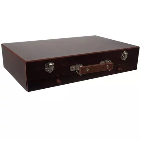 130 részes művész rajz és festőkészlet praktikus fiókos fa bőröndben