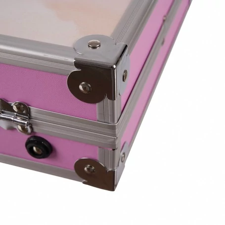 145 részes rajz és festőkészlet gyerekeknek, 4 rekeszes, unikornis mintás fém bőröndben