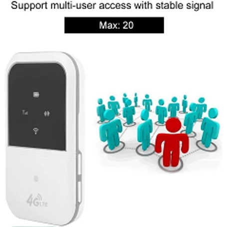 Hordozható vezeték nélküli 4G LTE modem és router li-ion akkuval, 150Mbit/s