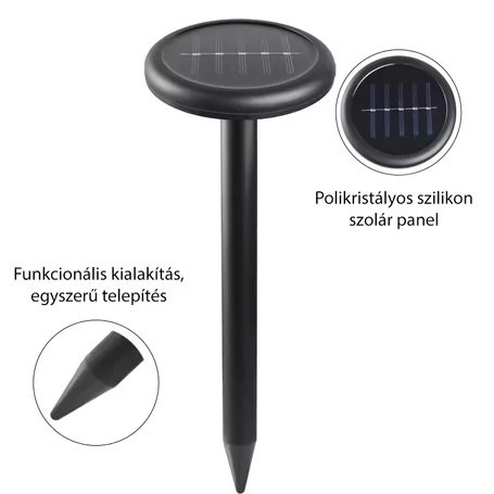 Napelemes, ultrahangos vakond és kártevő riasztó, 2 db-os szett