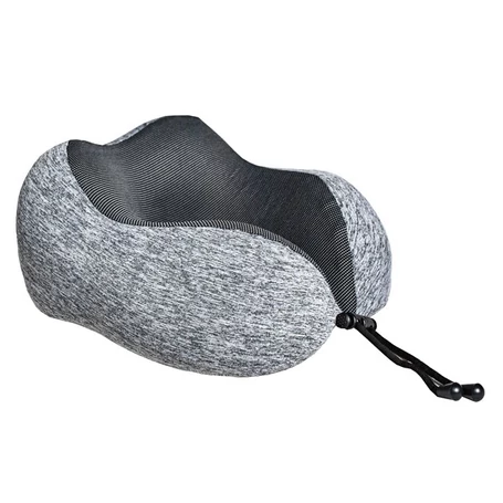 3D utazópárna, nyakpárna, szemellenzővel, füldugóval, utazókészlet, praktikus tárolózsákban, szürke színben
