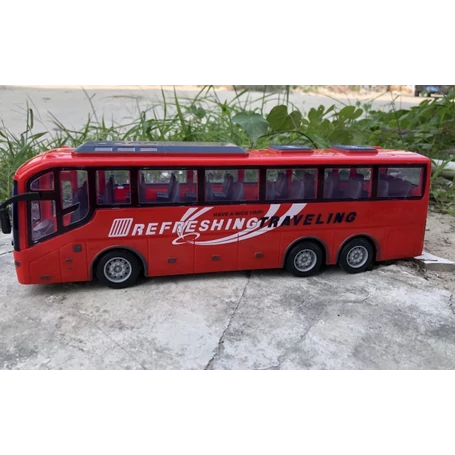 Négy csatornás, távirányítós modell autóbusz, fényhatásokkal, 1:30 arány, QL337, piros