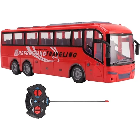 Négy csatornás, távirányítós modell autóbusz, fényhatásokkal, 1:30 arány, QL337, piros