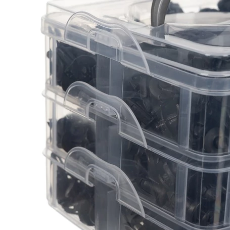 Univerzális, 620 részes autókárpit patent szett, rögzítőkapocs-készlet szerszámokkal, tárolódobozzal