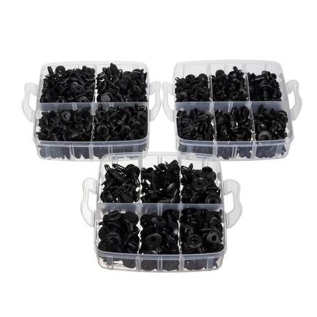 Univerzális, 620 részes autókárpit patent szett, rögzítőkapocs-készlet szerszámokkal, tárolódobozzal