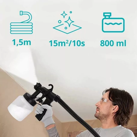 Professzionális, hordozható elektromos festékszóró, 650W, 800 ml, kék