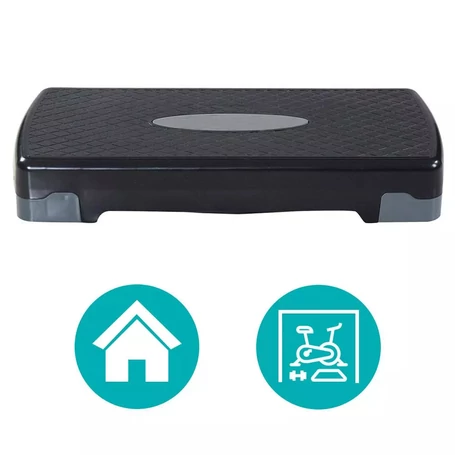 Step pad állítható magassággal, 120 kg teherbírás, csúszásgátlós, fekete
