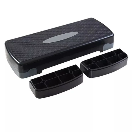 Step pad állítható magassággal, 120 kg teherbírás, csúszásgátlós, fekete