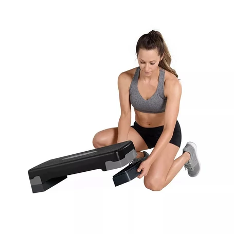 Step pad állítható magassággal, 120 kg teherbírás, csúszásgátlós, fekete