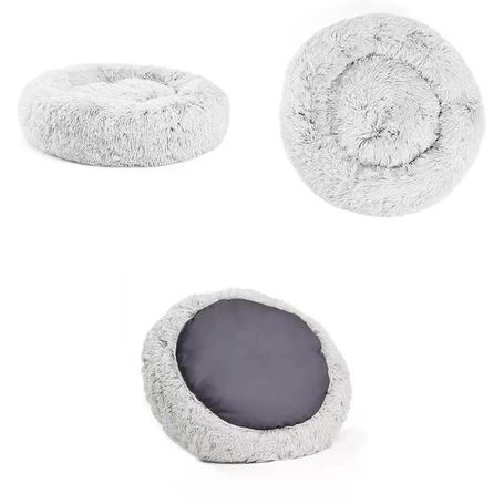 Kutya, macska fekhely, plüss, levehető huzat, világos szürke, 60 cm