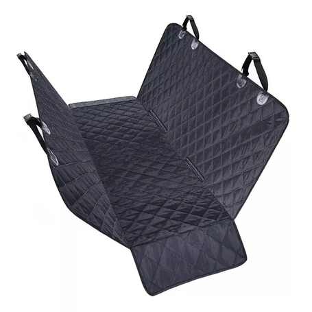 Autós védőhuzat, ülésvédő kutyáknak, kisállatoknak, vízálló, 147x137 cm, fekete